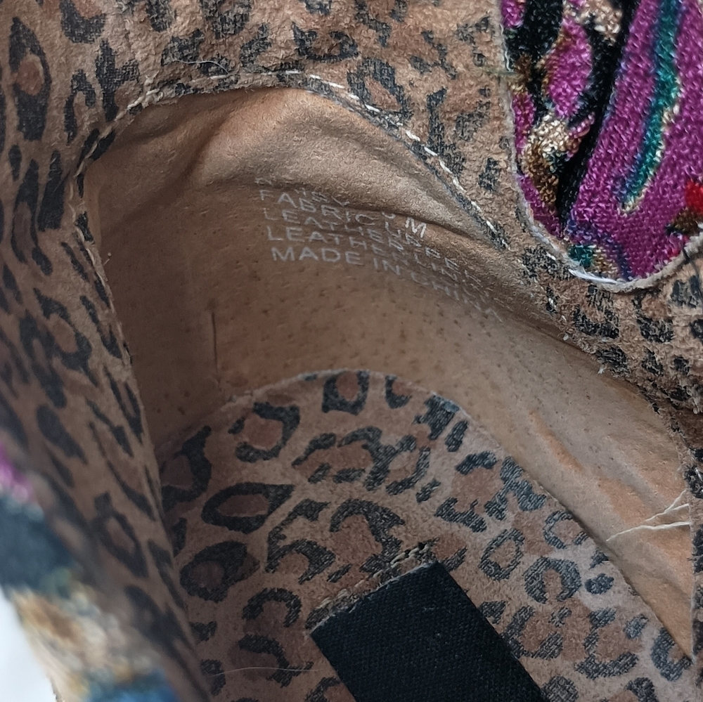 Baci Colorful Patterned Victorian Style Ankle Boots with Black MINK Fur Trim_6 - Picture 6 of 7